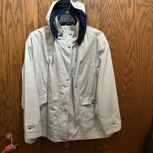 Light Beige Utility Jacket with Navy Hood - Women's MACKINTOSH NEW ENGLAND